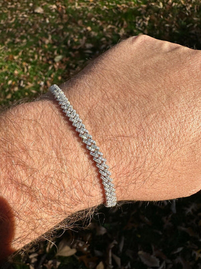 HarlemBling MOISSANITE Real Mini 5mm Micro Miami Cuban Link Prong Bracelet Iced 925 Silver