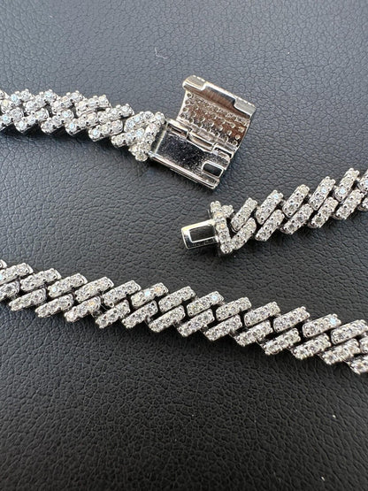 HarlemBling MOISSANITE Real Mini 5mm Micro Miami Cuban Link Prong Bracelet Iced 925 Silver