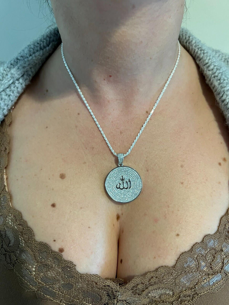 HarlemBling MOISSANITE Real Silver / Gold Allah Medallion Islamic Necklace Pass Diamond Test