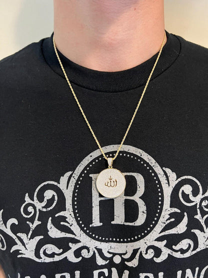 HarlemBling MOISSANITE Real Silver / Gold Allah Medallion Islamic Necklace Pass Diamond Test