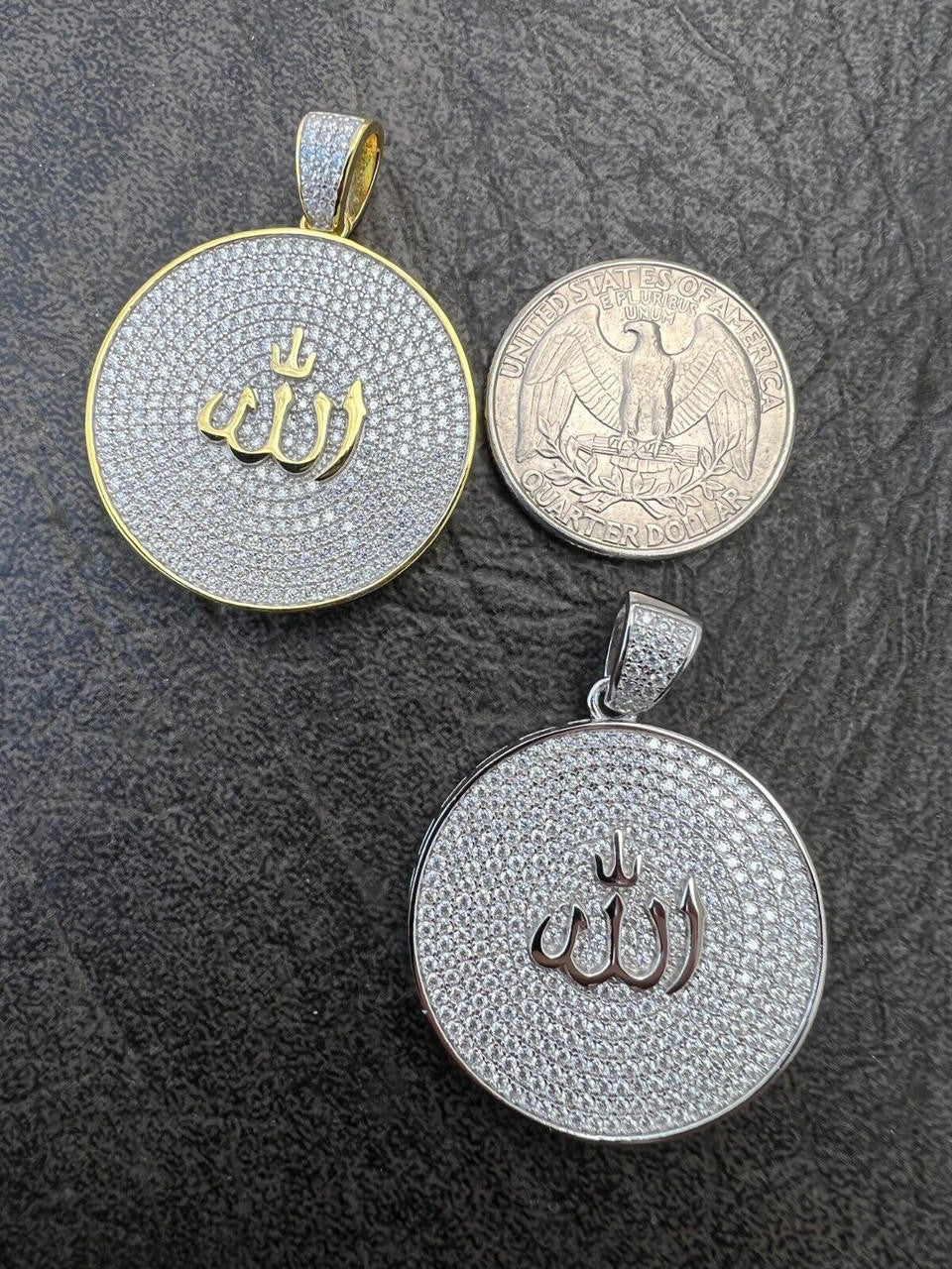 HarlemBling MOISSANITE Real Silver / Gold Allah Medallion Islamic Necklace Pass Diamond Test
