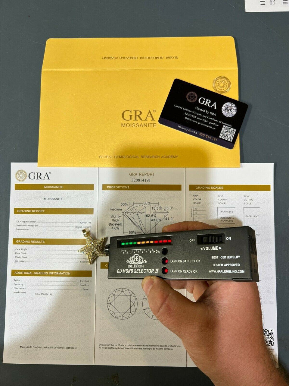 HarlemBling Moissanite Real Silver Gold Hip Hop Star Pendant Iced Necklace Pass Diamond Test