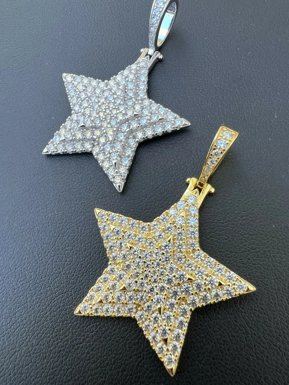 HarlemBling Moissanite Real Silver Gold Hip Hop Star Pendant Iced Necklace Pass Diamond Test