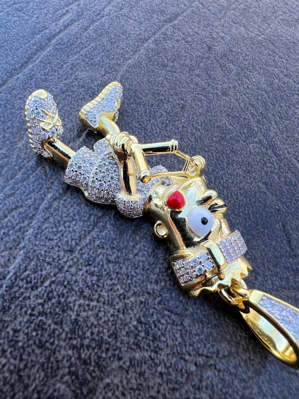 HarlemBling MOISSANITE Real Silver / Gold Iced Bart Simpson Pendant Necklace Diamond Test 