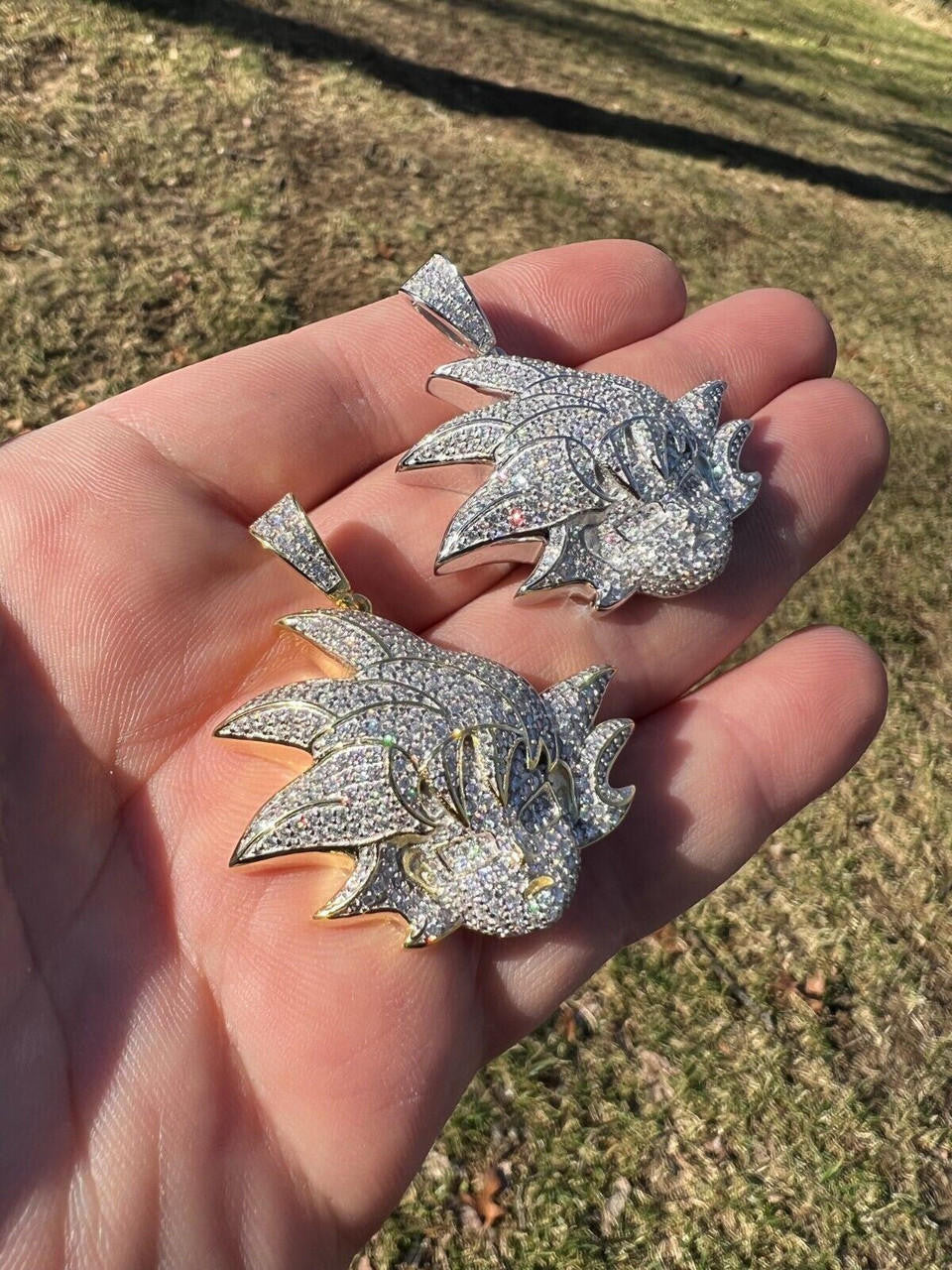 HarlemBling MOISSANITE Real Silver / Gold Iced Goku Saiyan Dragon Ball Z Pendant Necklace