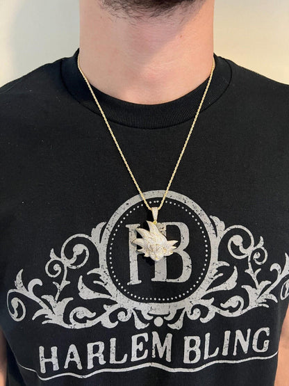 HarlemBling MOISSANITE Real Silver / Gold Iced Goku Saiyan Dragon Ball Z Pendant Necklace