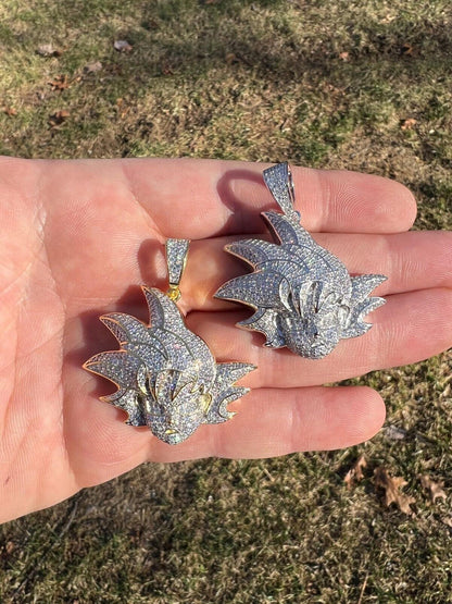 HarlemBling MOISSANITE Real Silver / Gold Iced Goku Saiyan Dragon Ball Z Pendant Necklace