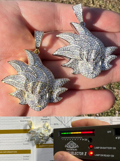 HarlemBling MOISSANITE Real Silver / Gold Iced Goku Saiyan Dragon Ball Z Pendant Necklace