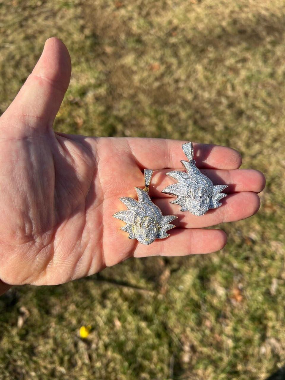 HarlemBling MOISSANITE Real Silver / Gold Iced Goku Saiyan Dragon Ball Z Pendant Necklace