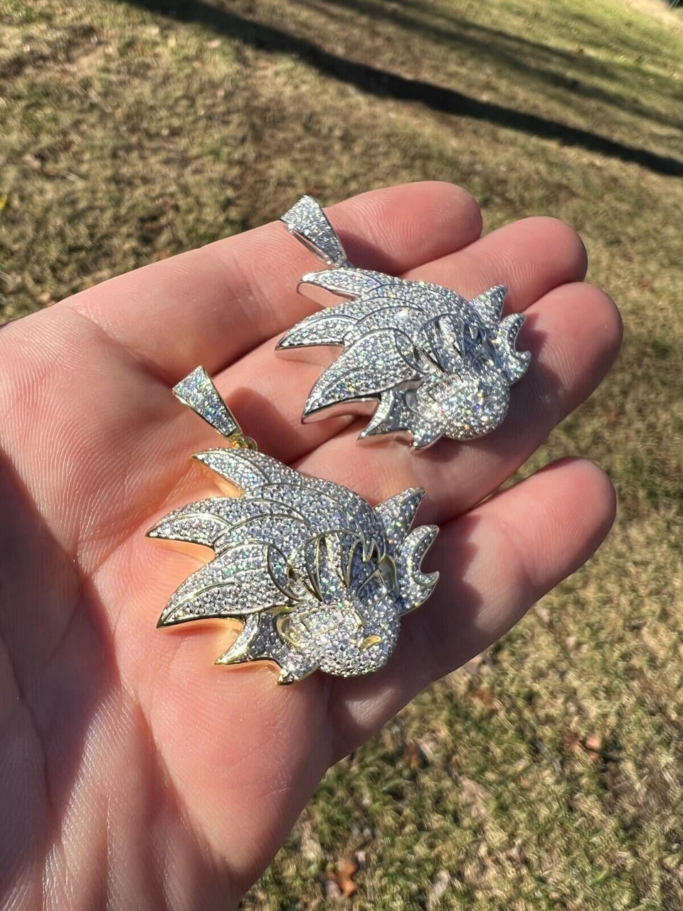 HarlemBling MOISSANITE Real Silver / Gold Iced Goku Saiyan Dragon Ball Z Pendant Necklace