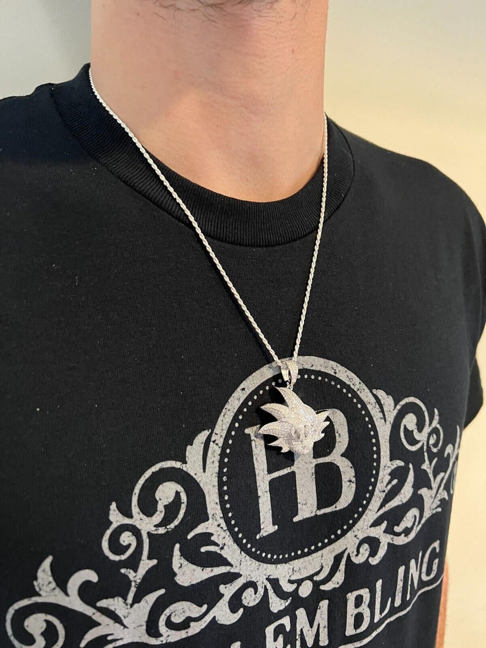 HarlemBling MOISSANITE Real Silver / Gold Iced Goku Saiyan Dragon Ball Z Pendant Necklace