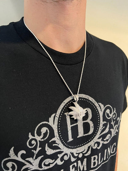 HarlemBling MOISSANITE Real Silver / Gold Iced Goku Saiyan Dragon Ball Z Pendant Necklace