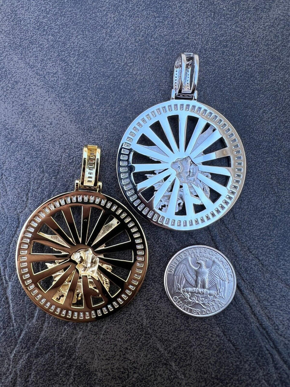 HarlemBling MOISSANITE Real Silver / Gold Michael Archangel Pendant Iced Baguette Medallion