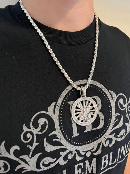 HarlemBling MOISSANITE Real Silver / Gold Michael Archangel Pendant Iced Baguette Medallion