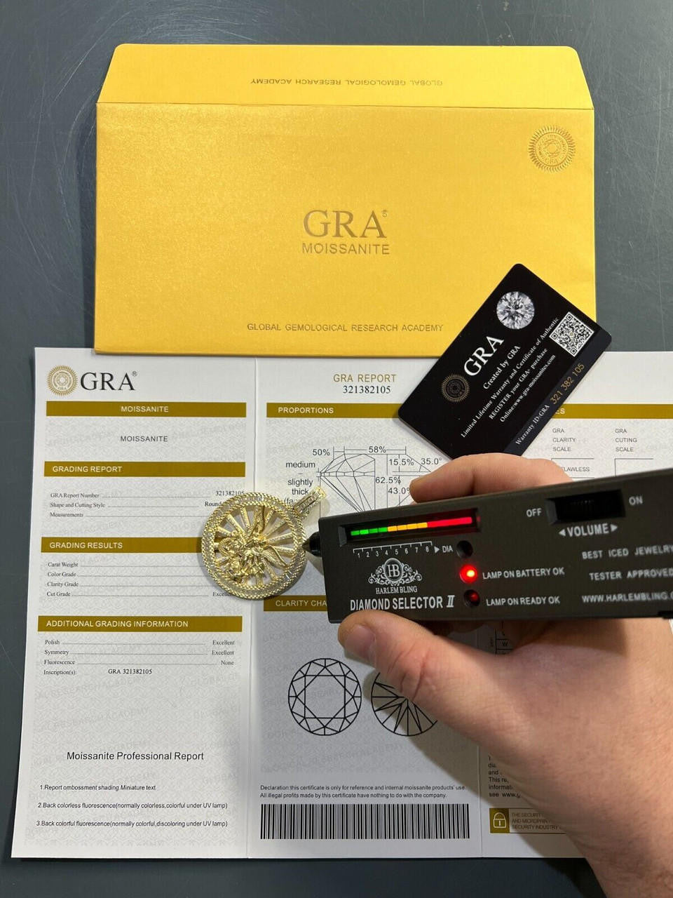 HarlemBling MOISSANITE Real Silver / Gold Michael Archangel Pendant Iced Baguette Medallion