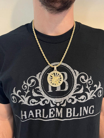 HarlemBling MOISSANITE Real Silver / Gold Michael Archangel Pendant Iced Baguette Medallion