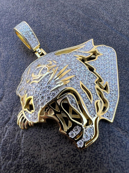 HarlemBling MOISSANITE Real Silver / Gold Panther Puma Cougar Necklace Pass Diamond Test