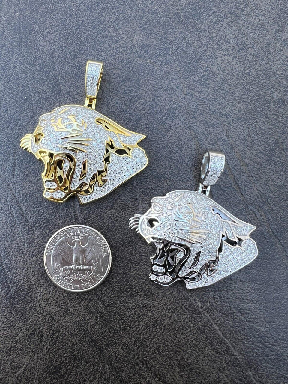HarlemBling MOISSANITE Real Silver / Gold Panther Puma Cougar Necklace Pass Diamond Test
