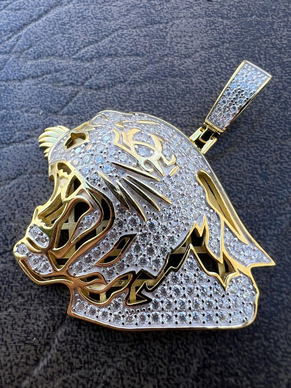 HarlemBling MOISSANITE Real Silver / Gold Panther Puma Cougar Necklace Pass Diamond Test