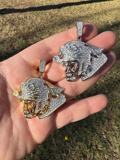 HarlemBling MOISSANITE Real Silver / Gold Panther Puma Cougar Necklace Pass Diamond Test