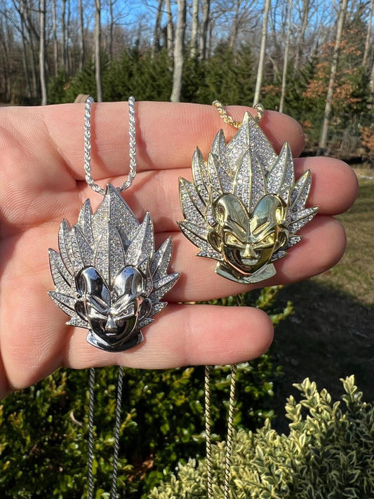 HarlemBling MOISSANITE Real Silver / Gold Plated Iced Goku Super Saiyan Dragon Ball Necklace