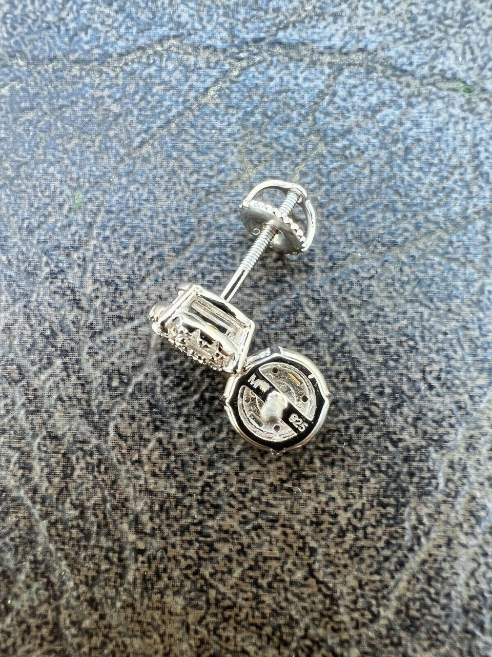 HarlemBling Moissanite Real Silver Hip Hop 8mm Earrings Round Cluster Stud Pass Diamond Test