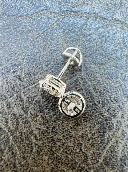 HarlemBling Moissanite Real Silver Hip Hop 8mm Earrings Round Cluster Stud Pass Diamond Test