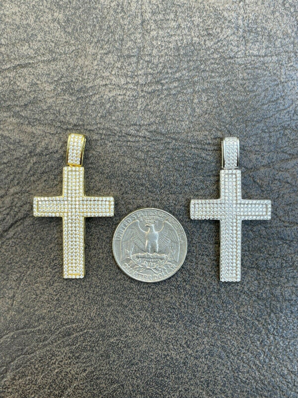 HarlemBling MOISSANITE Real Solid 10k Gold Cross Pendant Iced Pass Diamond Tester Hip Hop