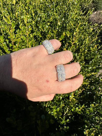 HarlemBling MOISSANITE Real Solid 925 Silver Mens Baguette Pinky RING Iced 12mm Wedding Band