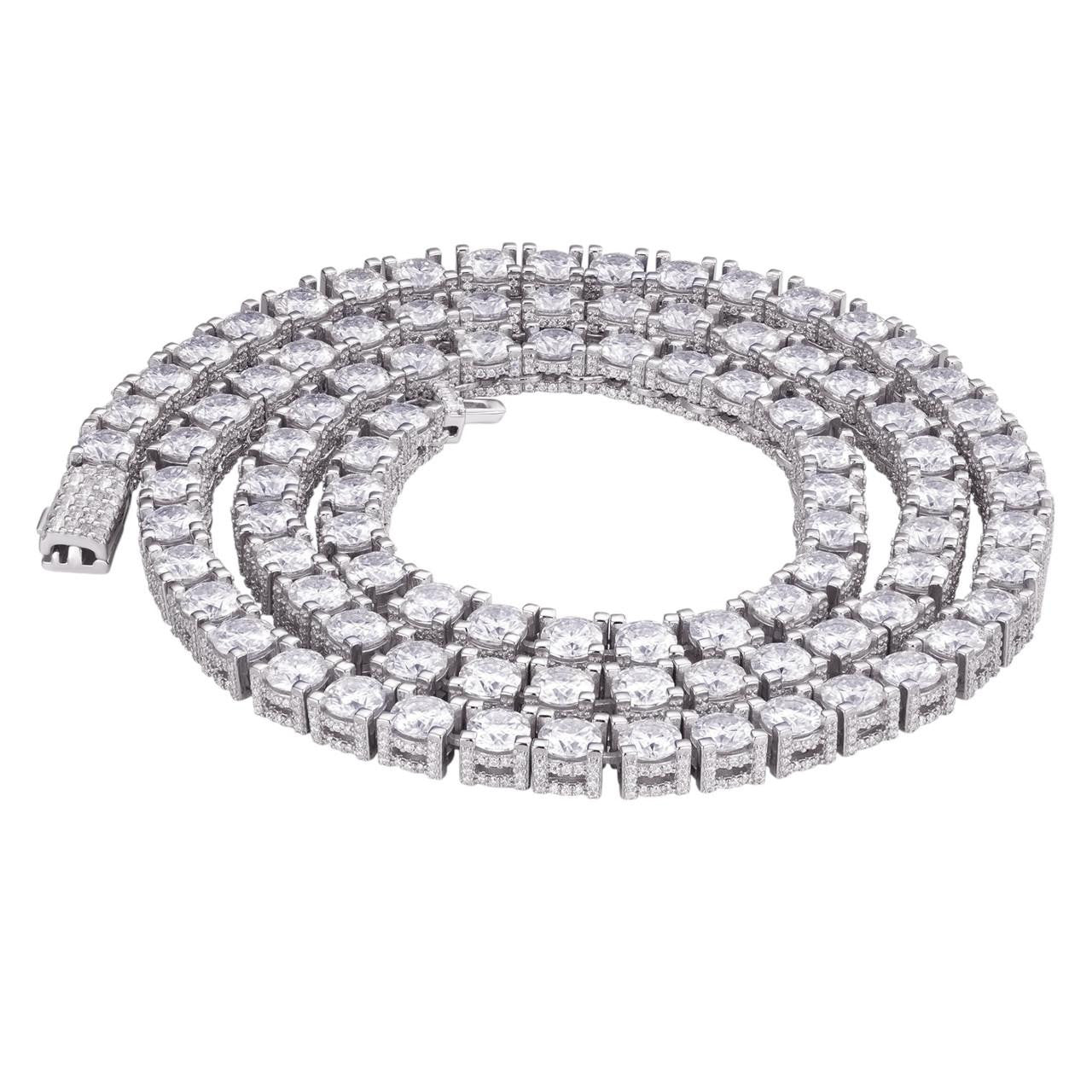 HarlemBling MOISSANITE Reinvented Tennis Chain Necklace Iced Out On All Sides - 925 Silver - 5mm - 14-28"