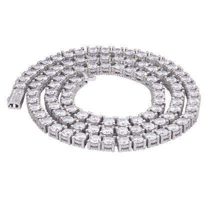 HarlemBling MOISSANITE Reinvented Tennis Chain Necklace Iced Out On All Sides - 925 Silver - 5mm - 14-28"
