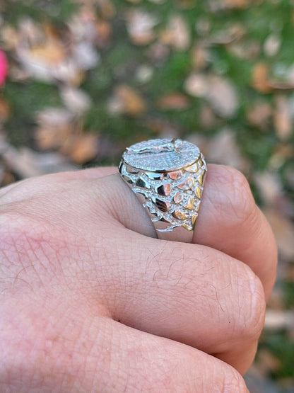 HarlemBling Moissanite Ring Jesus On Cross Real 925 Silver Hip Hop Iced Pass Diamond Tester