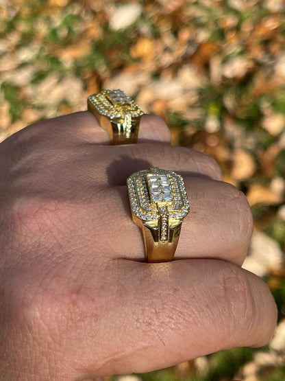 HarlemBling MOISSANITE Ring Real 14k Gold Vermeil Iced Baguette Hip Hop Passes Diamond Test