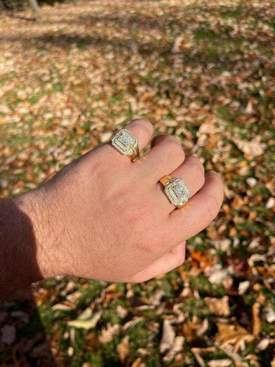 HarlemBling MOISSANITE Ring Real 14k Gold Vermeil Iced Baguette Hip Hop Passes Diamond Test