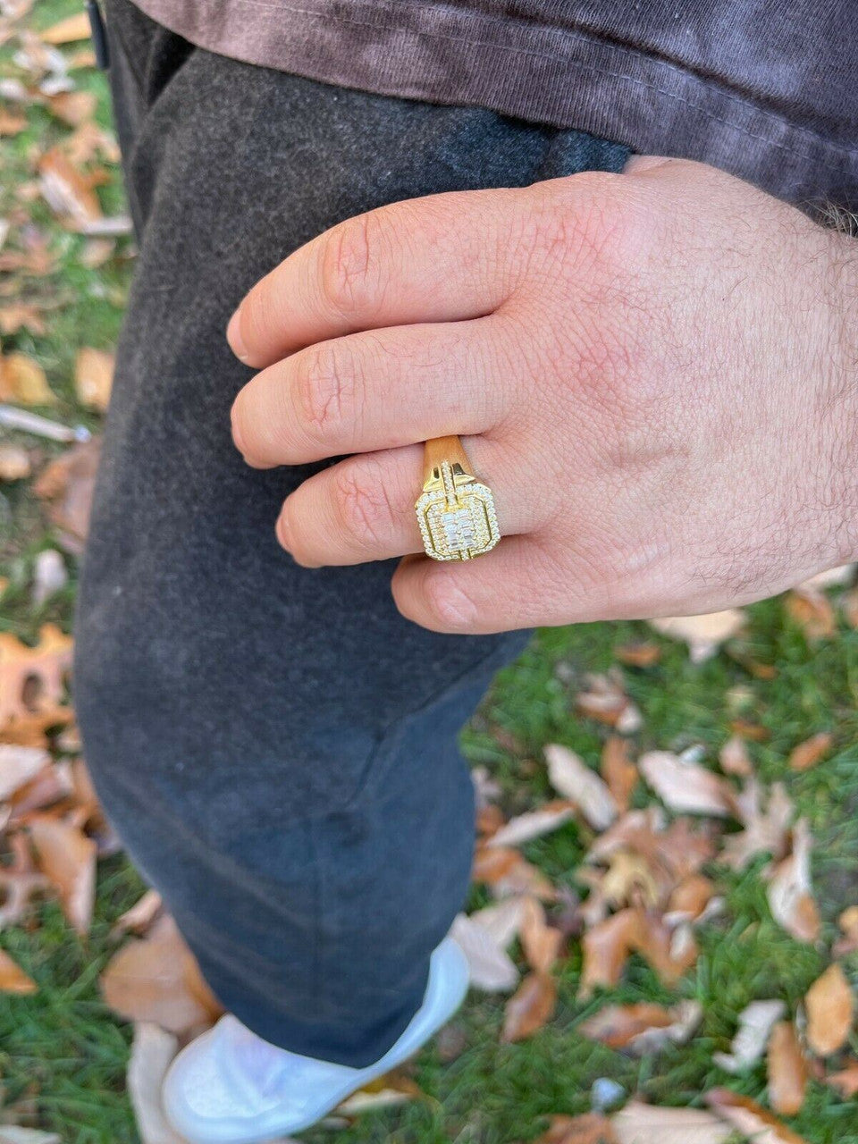 HarlemBling MOISSANITE Ring Real 14k Gold Vermeil Iced Baguette Hip Hop Passes Diamond Test