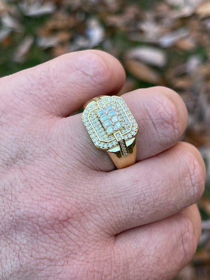 HarlemBling MOISSANITE Ring Real 14k Gold Vermeil Iced Baguette Hip Hop Passes Diamond Test