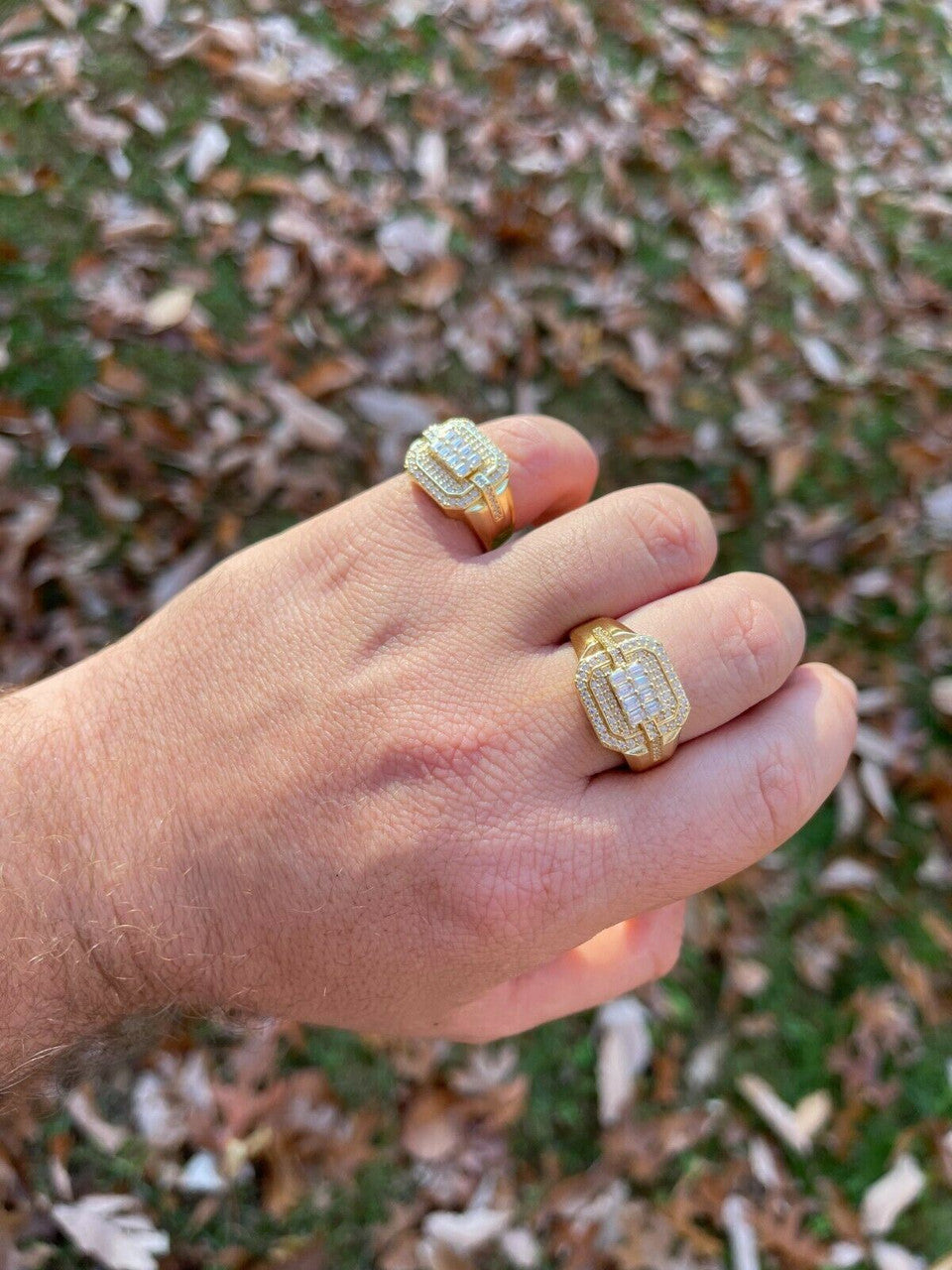 HarlemBling MOISSANITE Ring Real 14k Gold Vermeil Iced Baguette Hip Hop Passes Diamond Test