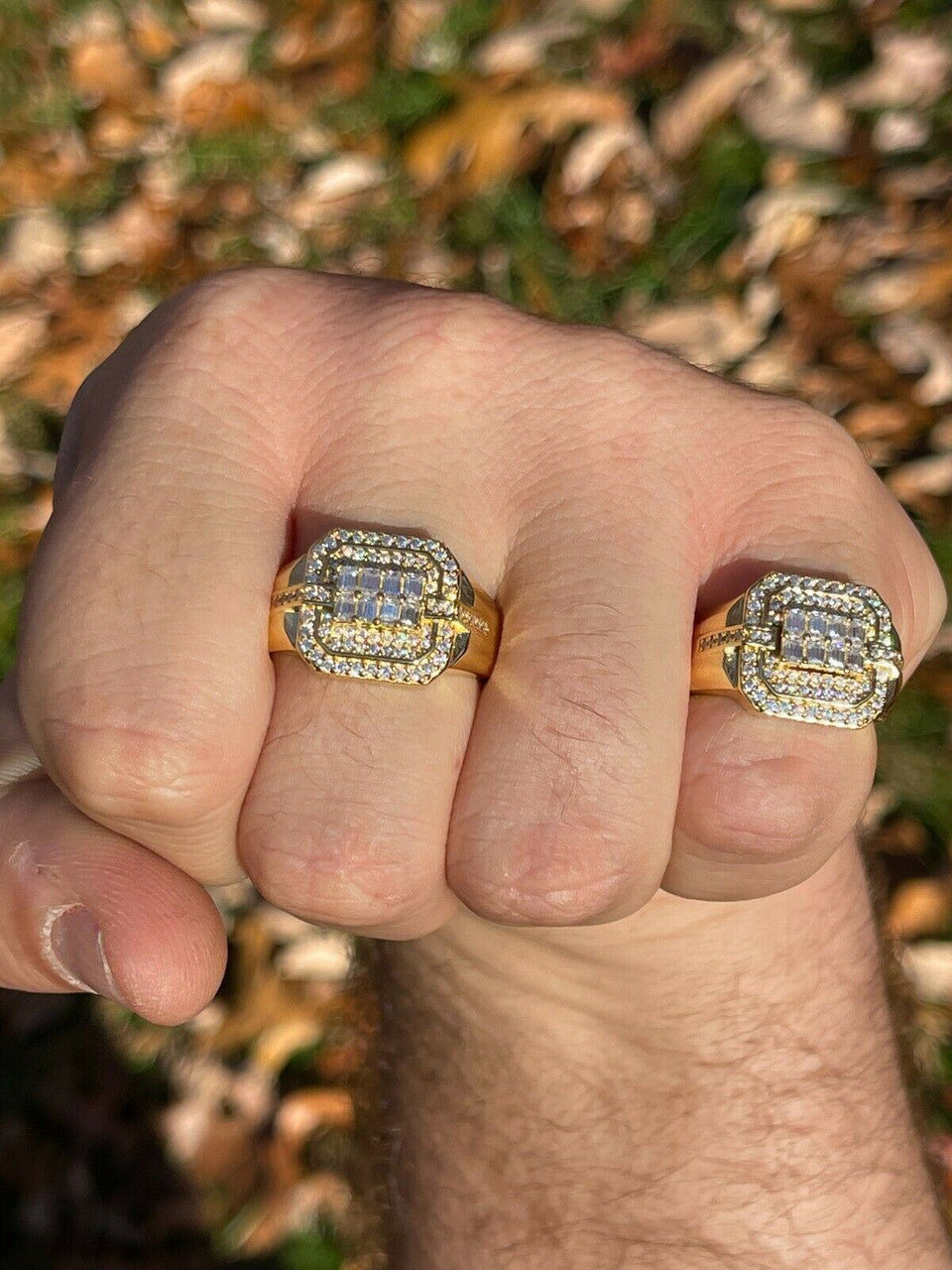 HarlemBling MOISSANITE Ring Real 14k Gold Vermeil Iced Baguette Hip Hop Passes Diamond Test