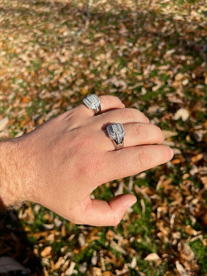 HarlemBling MOISSANITE Ring Real 925 Silver Iced Baguette Pinky Hip Hop Passes Diamond Test