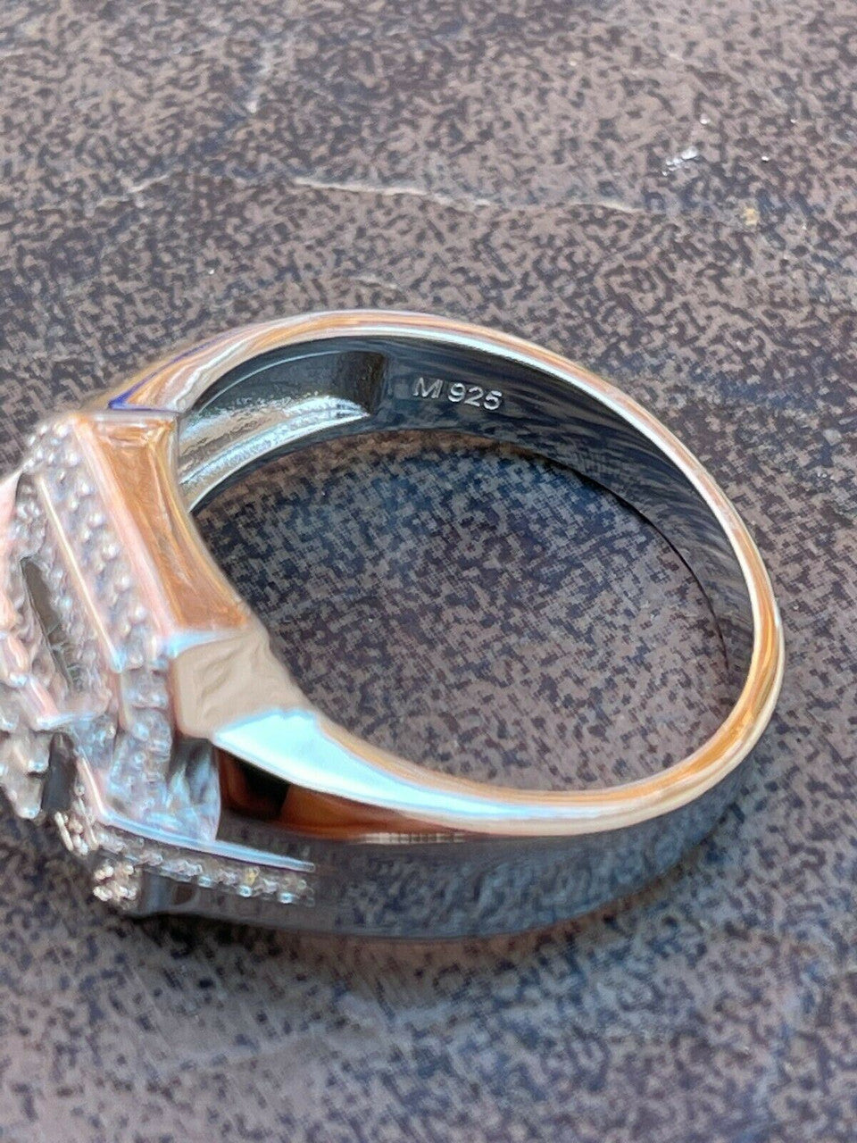 HarlemBling MOISSANITE Ring Real 925 Silver Iced Baguette Pinky Hip Hop Passes Diamond Test