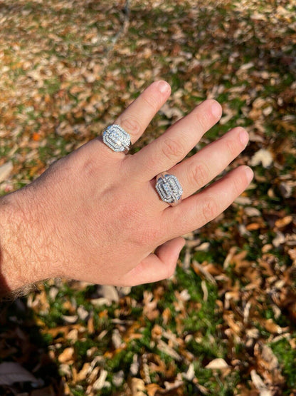 HarlemBling MOISSANITE Ring Real 925 Silver Iced Baguette Pinky Hip Hop Passes Diamond Test