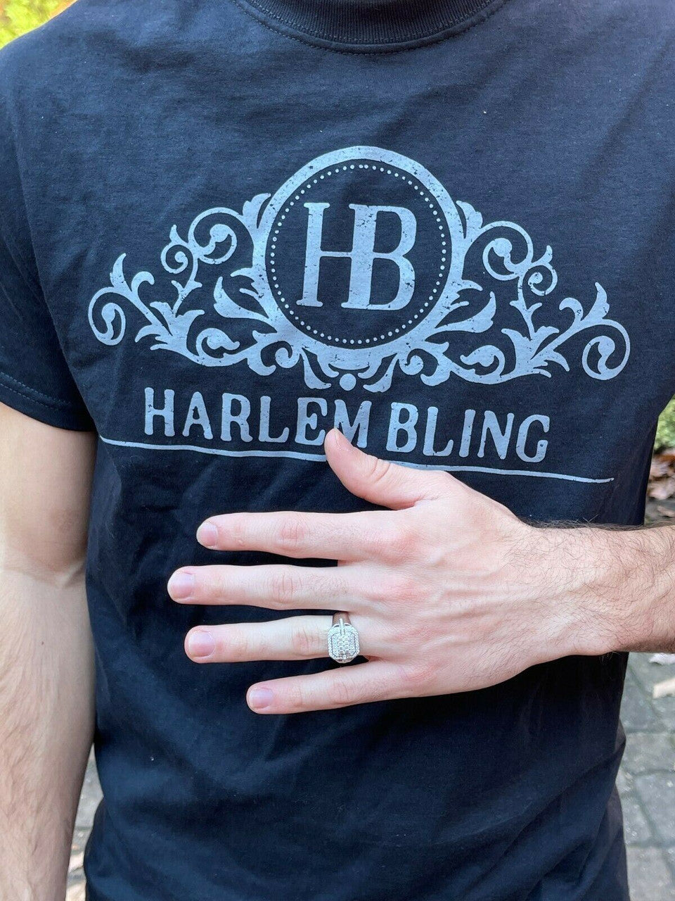 HarlemBling MOISSANITE Ring Real 925 Silver Iced Baguette Pinky Hip Hop Passes Diamond Test