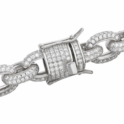 HarlemBling MOISSANITE Rolo Hermes Link Chain Necklace Iced Out 925 Silver - 12.5mm - 16-30"