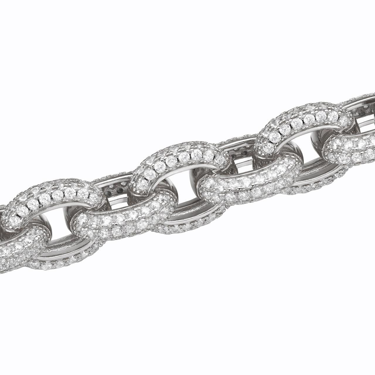 HarlemBling MOISSANITE Rolo Hermes Link Chain Necklace Iced Out 925 Silver - 12.5mm - 16-30"