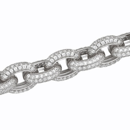 HarlemBling MOISSANITE Rolo Hermes Link Chain Necklace Iced Out 925 Silver - 12.5mm - 16-30"