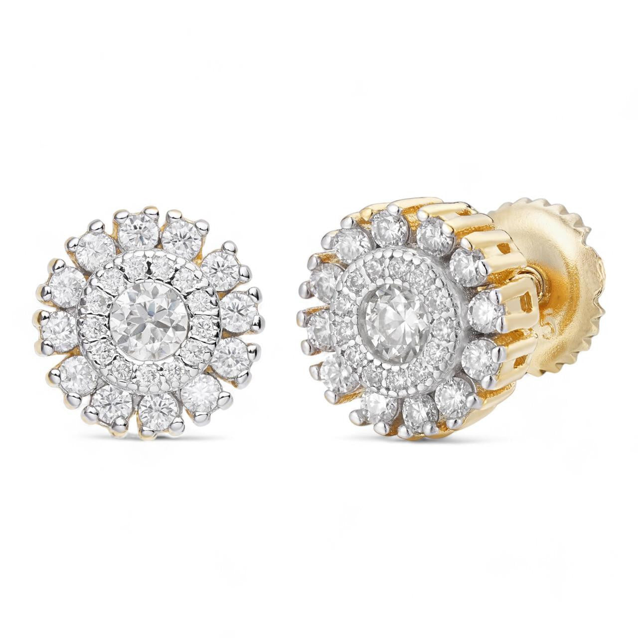 HarlemBling MOISSANITE Roma Italian Classic Iced Out Earrings - 14k Gold Vermeil 925 Silver - 8mm
