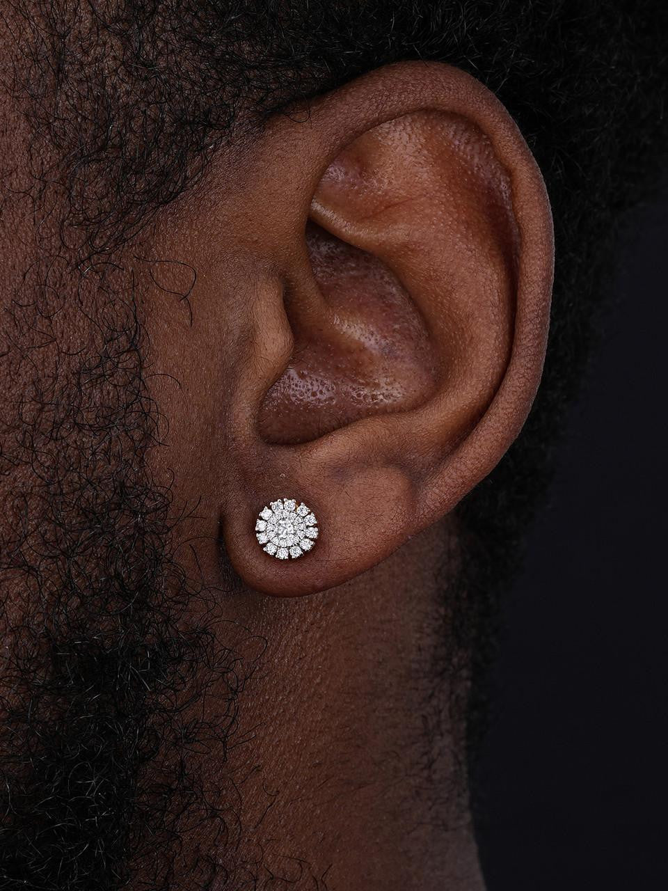 HarlemBling MOISSANITE Roma Italian Classic Iced Out Earrings - 14k Gold Vermeil 925 Silver - 8mm