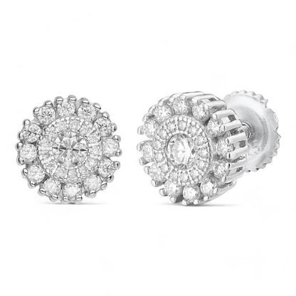 HarlemBling MOISSANITE Roma Italian Classic Iced Out Earrings - 925 Silver - 8mm