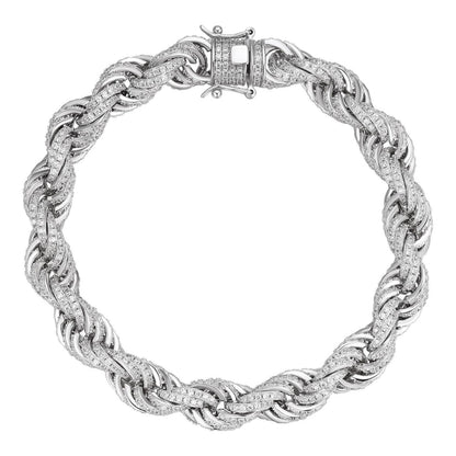 HarlemBling MOISSANITE Rope Bracelet Iced Out - 925 Silver - 9mm - 7.5"-8.5"