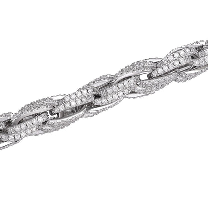 HarlemBling MOISSANITE Rope Chain Necklace Iced Out - 925 Silver - 7.5mm - 16-30"